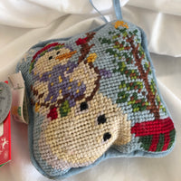 Seasonal Greetings Snowman Pillow