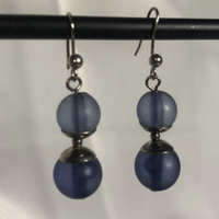 Small Blue Beaded Dangle Earrings