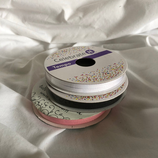 Celebrate It And Offray Ribbon - Black, Pink & White - Set of 3