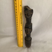 Vintage Wooden Pestle Carved Faces