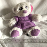 Las Vegas White Teddy Bear with Purple Dress Outfit