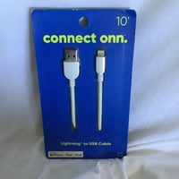 Connect Onn. Lightning to USB Cable 10 ft