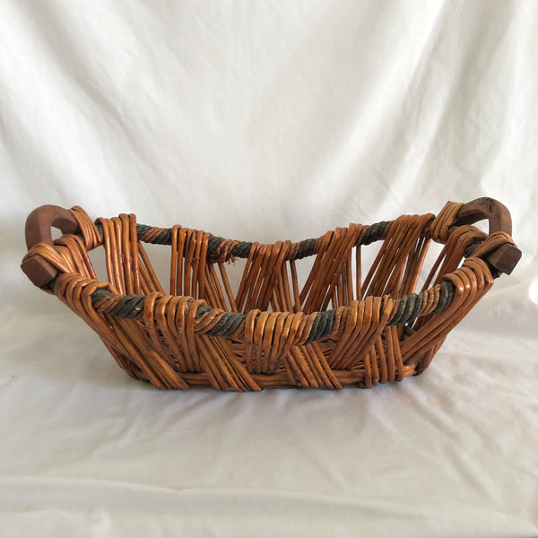 Straw Basket With Wooden Handles