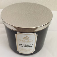 Bath & Body Works- White Barn - Mahogany Teakwood 3 Wick Candle 14.5 OZ