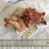 Ceramic Shelf Sitter Pig Angel Figurine