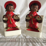 Set Of 2 Vintage Asian Girls Bookends