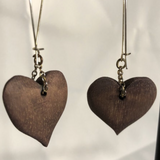 Wood Heart Dangle Earrings