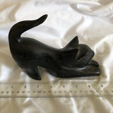 Handcarved Wood Cat Stretching Statue