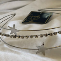 Silver Tone Star & Rhinestone Headband