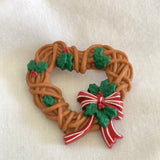 Christmas Heart Wreathe Brooch