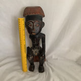 Vintage Ghana Africa Sitting Man Wood Carving Sculpture