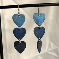 Blue Heart Dangle Earrings