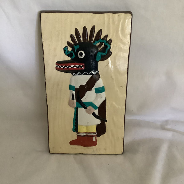 Vintage Kachina Ceramic Wall Art Decor (Black Ogre Kachina)