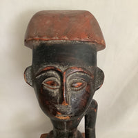 Vintage Ghana Africa Sitting Man Wood Carving Sculpture