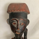 Vintage Ghana Africa Sitting Man Wood Carving Sculpture