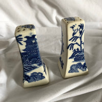 Vintage Ceramic Japanese Building Salt & Pepper Shakers Set