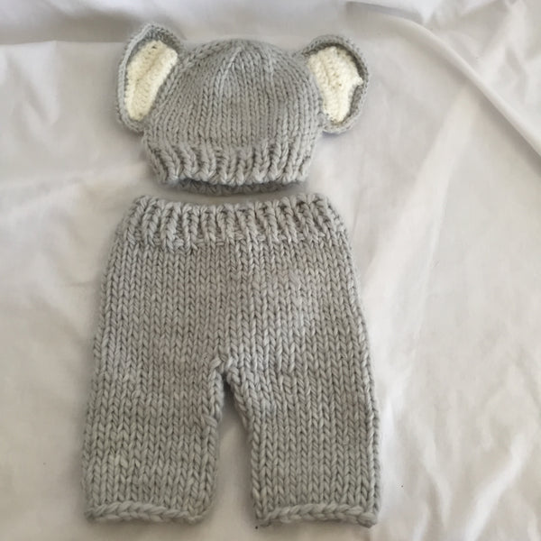 2 Piece Baby Elephant Set Hat and Pants- Size 0-3 Months