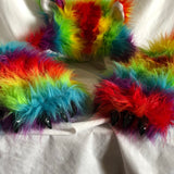 Rainbow Faux Fur Animal Hat Scarf With Mittens