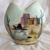 Painted Arizona Desert Scene Pottery Vase