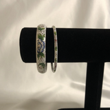 Set of 2 White Floral Bangle Bracelets