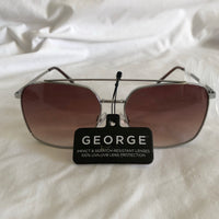 George Vintage Style Silver Tone Sunglasses