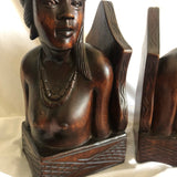 Pair of Wood Tribal People Male and Female Book Ends