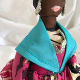 African Lady Cloth Figurine Standing Doll Christmas Tree Topper