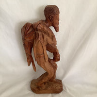 Vintage Fisherman Wood Carving Statue