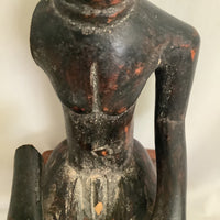 Vintage Ghana Africa Sitting Man Wood Carving Sculpture