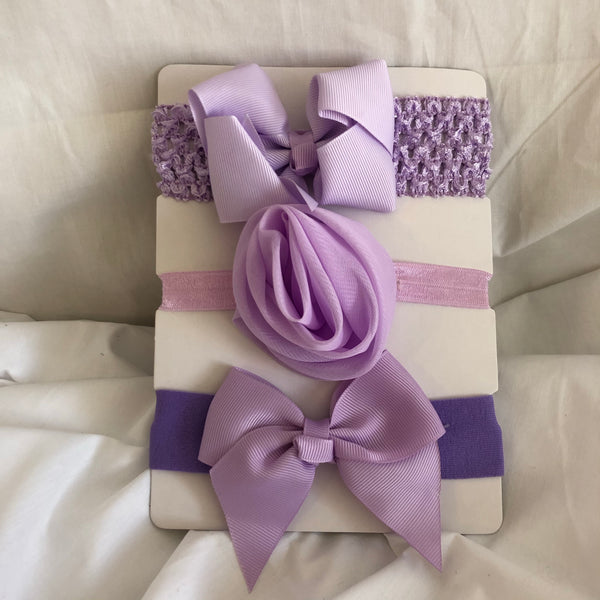 Purple Bows - Set of 3