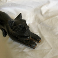 Handcarved Wood Cat Stretching Statue