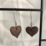 Wood Heart Dangle Earrings