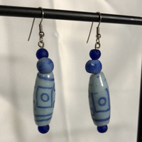 Blue Beaded Dangle Earrings