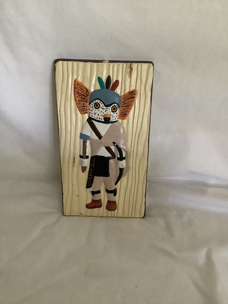 Vintage Kachina Ceramic Wall Art Decor (Great Horned Owl Kachina)