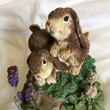 Musical Singing Bunnies Wind Up Figurine