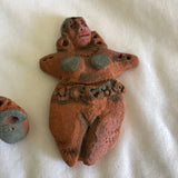 Vintage Clay Lady and Pot Figurines