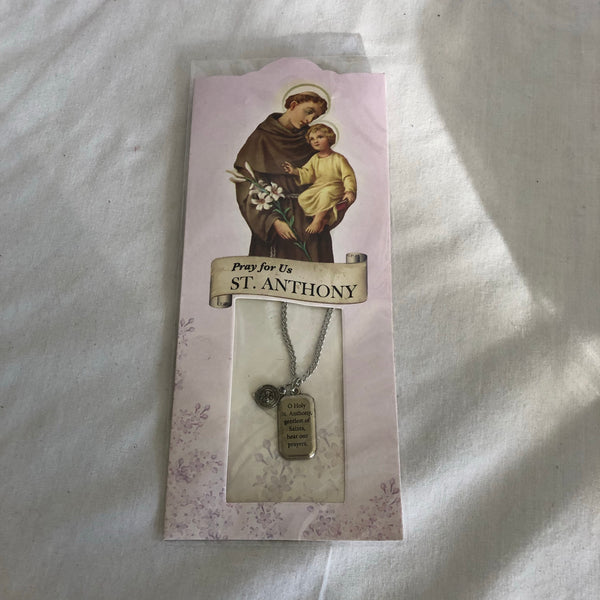 Pray For Us St. Anthony Prayer Necklace