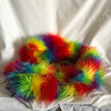 Rainbow Faux Fur Animal Hat Scarf With Mittens