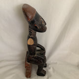 Vintage Ghana Africa Sitting Man Wood Carving Sculpture