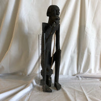 Wood Sculpture of a Sitting African Man