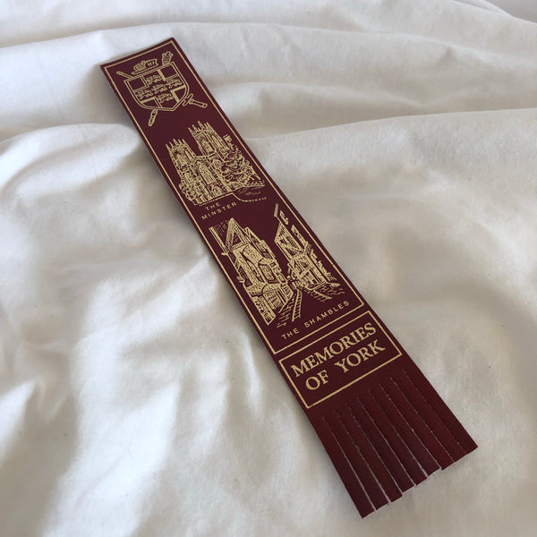 Memories of York Burgundy Leather Bookmark