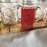 Rooster Brand Glass Mason Jar Mugs - Set of 4
