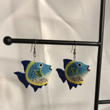 Painted Fish Dangle Earrings