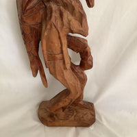 Vintage Fisherman Wood Carving Statue