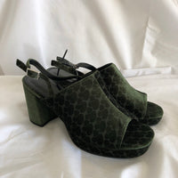 Green Heart Velvet Heels - Urban Outfitters - Women’s Size 8