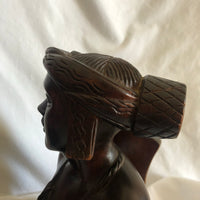 Pair of Wood Tribal People Male and Female Book Ends