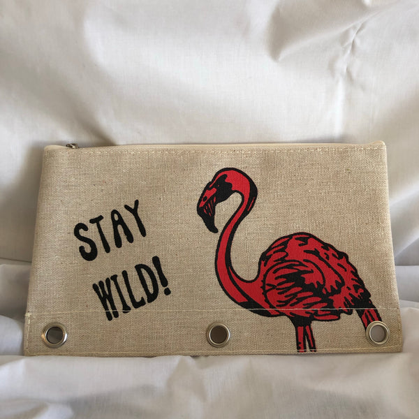 ‘Stay Wild’ Flamingo Pencil Case