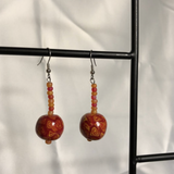 Red and Yellow Bead Dangle Earrings