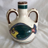 Vintage Mann Arte D Ceramica Hand Painted Fish Vase