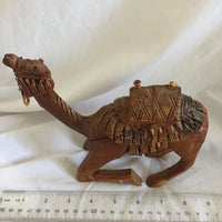 Vintage Wood Camel Carving Made In Jordan